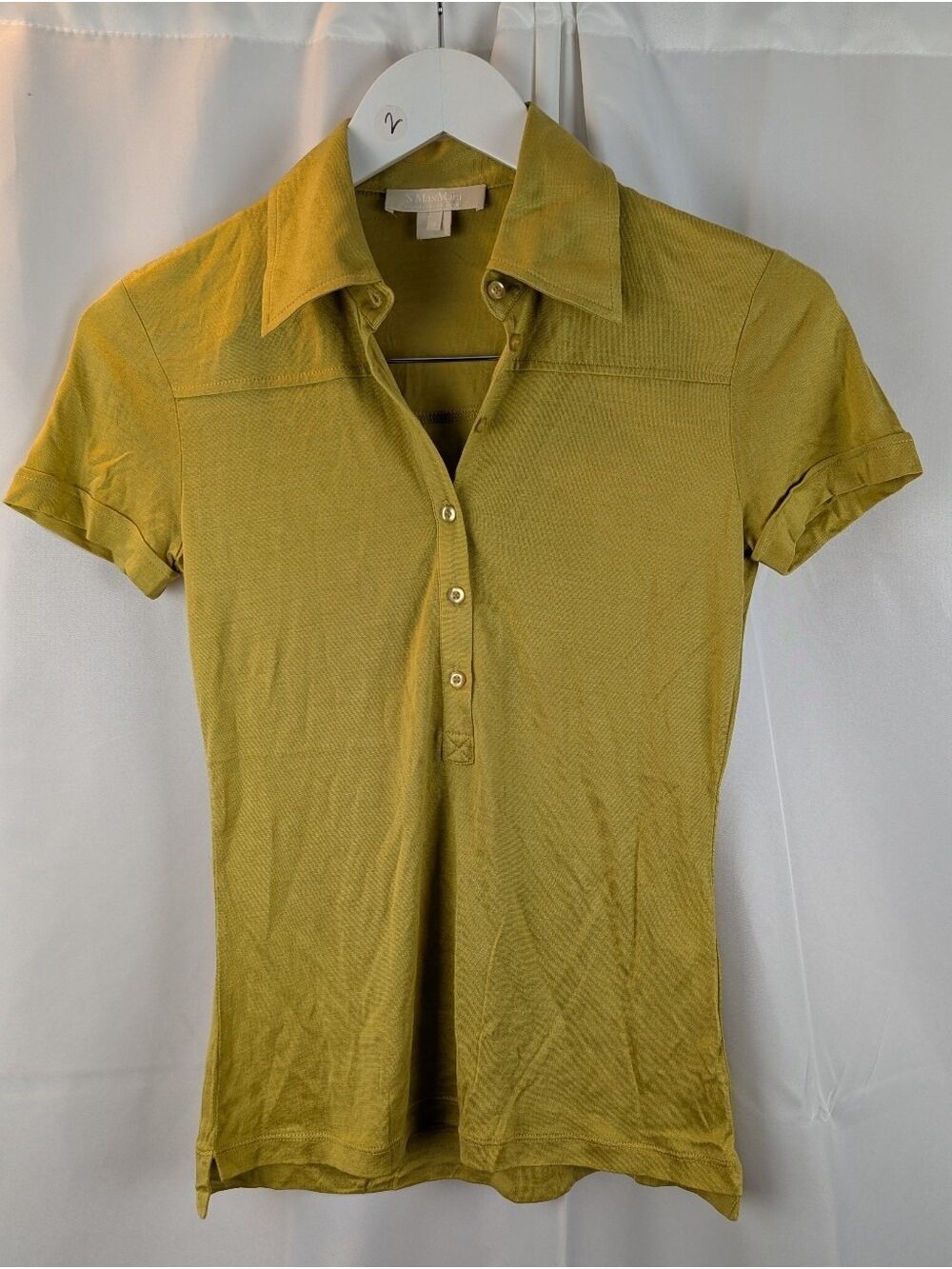 MaxMara Short Sleeve Polo in Olive Yellow Size S In EUC